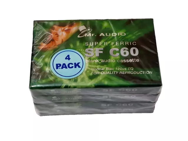 Mr. Audio C60 Blank Audio Cassette Super Ferric SF 4 Pack New & Sealed