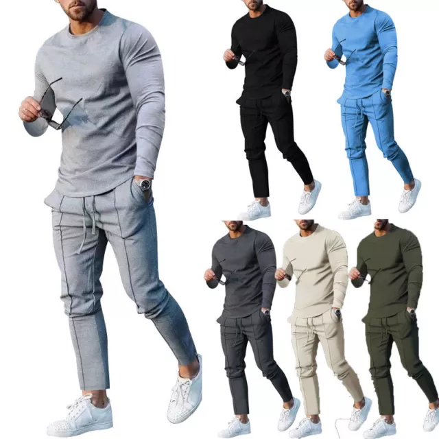 Ensemble De Survêtement Complet Pour Hommes Pull T-Shirt Pantalon Sweat- 》