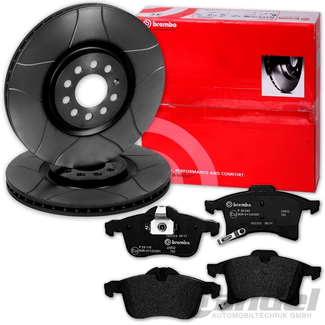 DISCHI FRENO FESSURATI BREMBO + PASTIGLIE ANTERIORI per OPEL MERIVA B anno 2010-2017