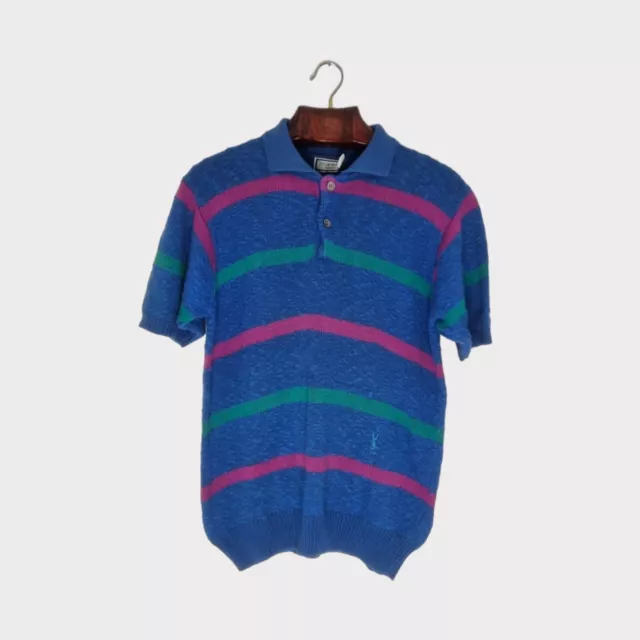 POLO YVES SAINT Laurent vintage uomo maglia M blu EUR 34 00