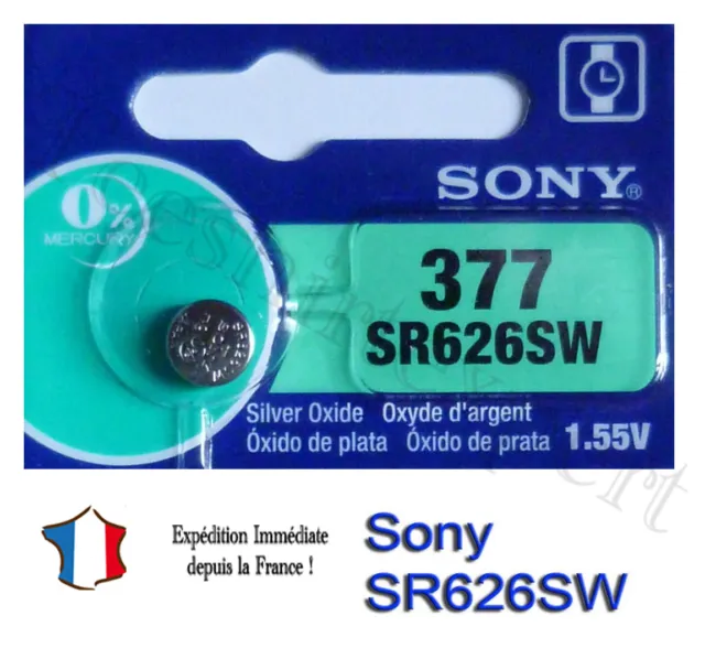 1 PILE SR626SW / SR626 / 377 / 1,55V SONY / Expédition de France immédiate