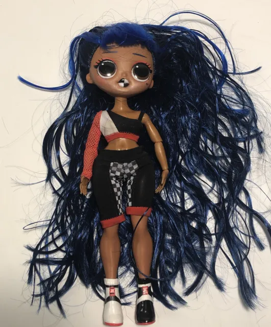LOL Surprise OMG Downtown BB Doll Blue Hair Checker Black White