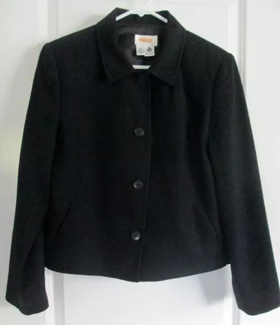 TALBOT'S short-cropped black 100% wool blazer-jacket.  4 buttons.    Size 10