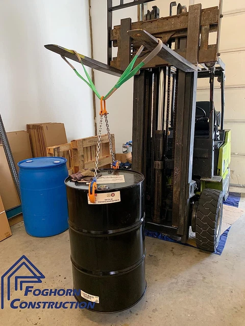 55 Gallon Drum Lifting Chain Hoist with 1 Ton Capacity - Webbing Sling Includ...