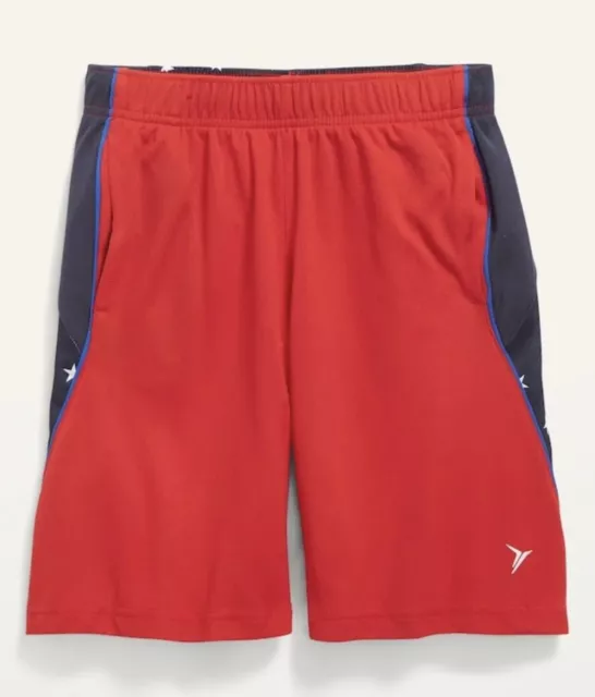 Old Navy Boys Size Large (10-12) Go-Dry Mesh Shorts ~ Red White Blue .. NWT