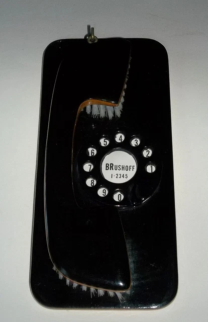 Vintage Swank Wooden Painted Lacquered Hanging Wall Telephone Clothes Brush