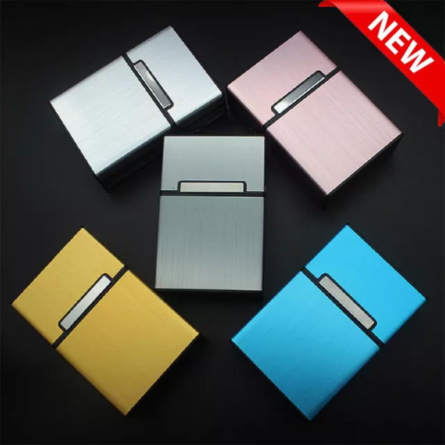 Metal Cigarette Case Aluminum Tobacco Holder Storage Container Pocket Box UK