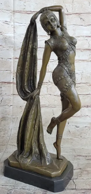 Vintage Large Art Deco Dancer Dimitri Chiparus Bronze Sculpture Signed Figure Nr