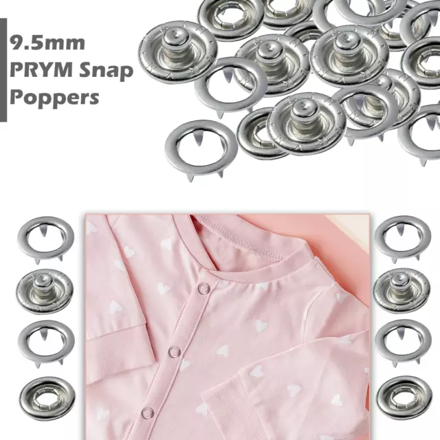 PRYM Prong Ring Press Studs Snap Popper Fasteners 9.5mm DIY Baby Cloth Kids Wear