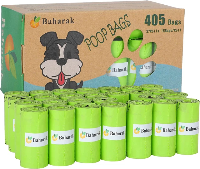 Bolsas de caca para perro Baharak, 405 bolsas para caca para mascotas, bolsas premium y fuertes 100 % a prueba de fugas