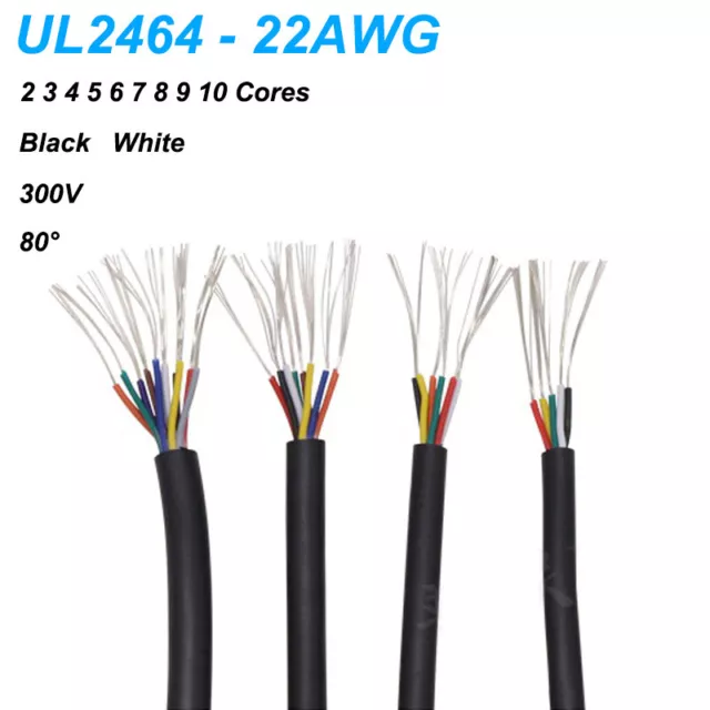 22AWG Stranded Cable Wire UL2464 PVC Flexible Multi Cores Conductors Wires 300V
