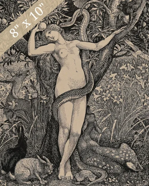 1800s The Temptation of Eve Illustration Giclee Print 8x10 on Fine Art Paper