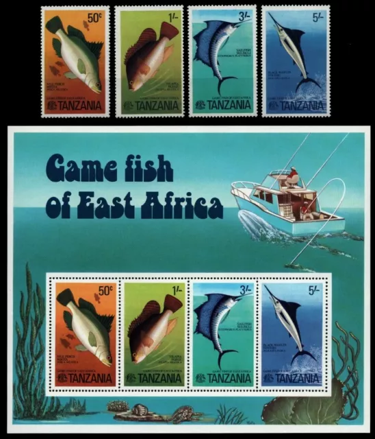 Tansania 1977 - Mi-Nr. 66-69 & Block 4 ** - MNH - Fische / Fish