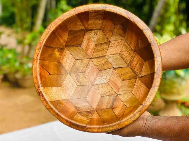 Unique Wood Hand Carved Bowl Wooden Bowls Serving Handmade Home Decor Gift