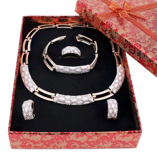 Parure de Bijoux Femme, Ensemble Bijoux Mariage Collier Bracelet Bague Boucles 2