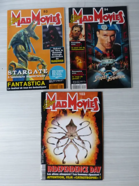 #Revue# Lot de 3 Mad Movies N° 93, 94 , 103 - J.C. Van Damme, Fantastica 95...