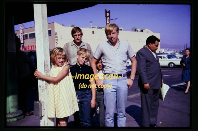 People at Tijuana, Mexico Wagon in 1966, Original Slide L8a
