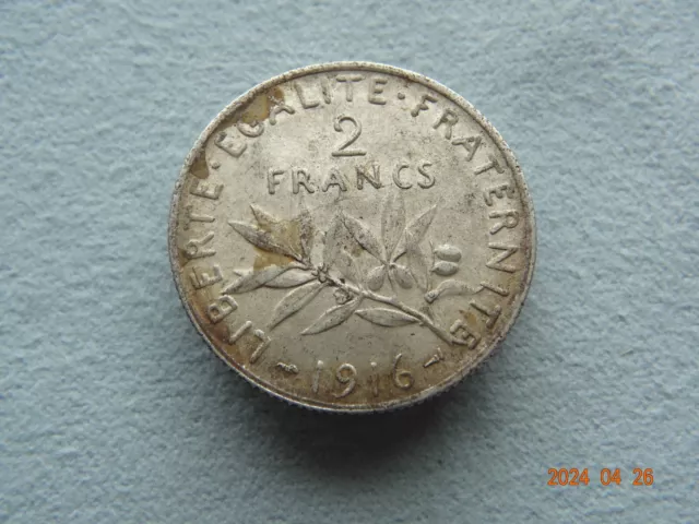 1916 france 2 francs World Foreign ✅ Silver Coin