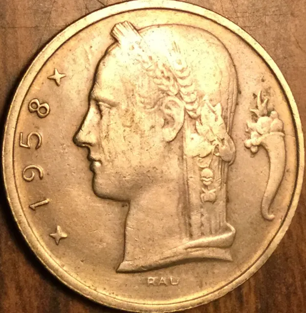 1958 Belgium 5 Francs Coin