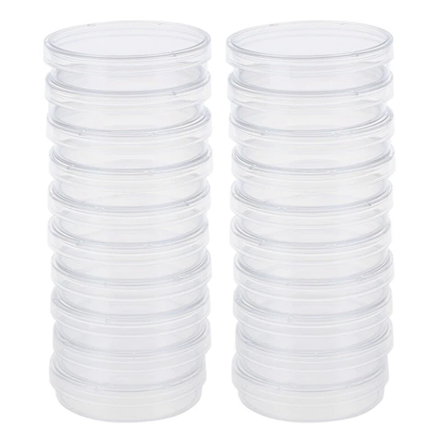 20 Pcs 60mm x 15mm Polystyrene Dishes with Lids Clear K3I8