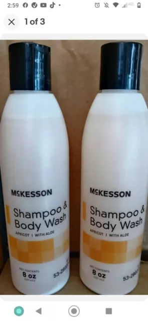 2 McKesson Shampoo & Body Wash Apricot Scent 8 oz