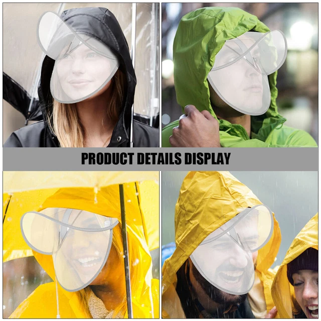 2 Pcs Plastic Rain Hats Brim Poncho Hat Rain Coat Hat Brim Raincoat Poncho Miss 3