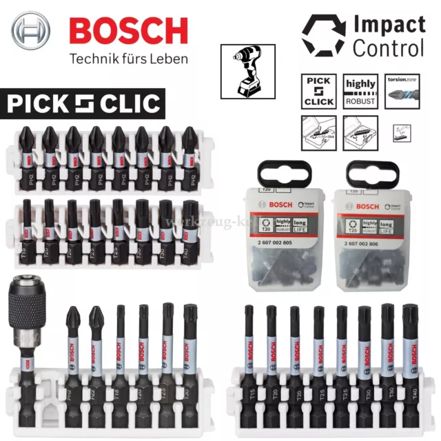 Bosch Impact Control Bits | 25+50mm | PH2 | PZ2 | T10-40 | 5,0-6,0mm | Bithalter