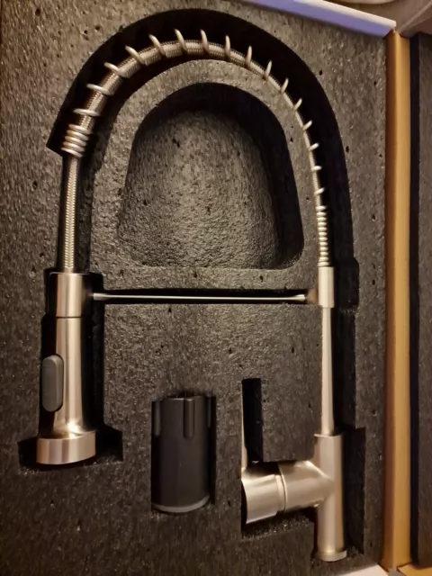 Stainless Steel Kitchen Faucet Sink Tap with Pull Out Spray Mixer Grey Button