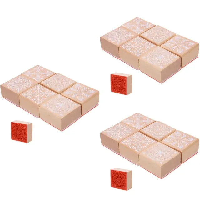 18 Pcs Lace Stamp Wooden Child Vintage Stamps Square Rubber