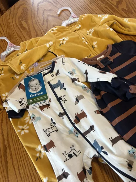 Gerber & Carters 9 Pack …3-6 Month & Newborn Sleepers & Outfits NWTS