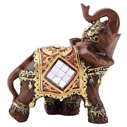 Wealth Lucky Elephant Figurine, Elephant Statue Anti Slip Wood Grain Trumpet