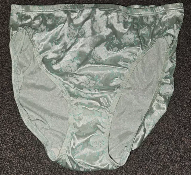 VINTAGE LIQUID SATIN Hi-Waisted Panties Mint Green Floral L/XL $34.99 ...