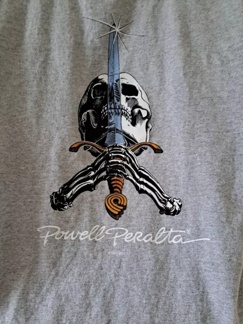 Powell Peralta Short Sleeve Gray T Shirt Men's Large Bones Skateboard Skull