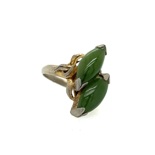 Vintage Two Stone Peridot Sterling Silver Women's Ring Size 5.75