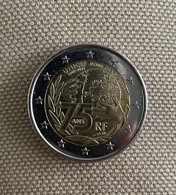 Pièce Commémorative 2 euros 75 Ans de L'UNICEF 2021 RARE