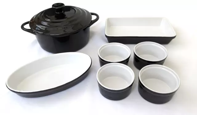 Oven Dish Ceramic Black Baking Cooking Pot Casserole Round Rectangle Gift Set