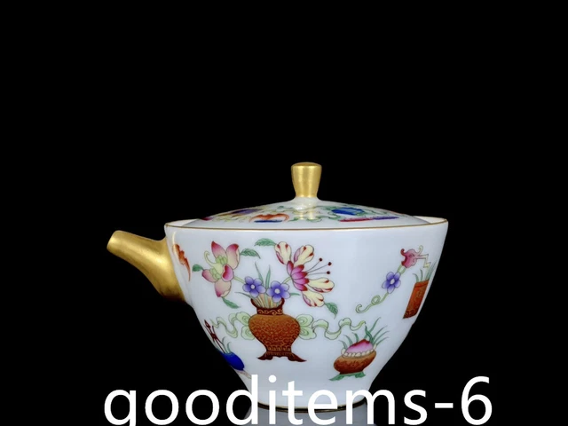 4.5"china old Antique Porcelain Qing dynasty Qianlong Enamel Color gilt kettle