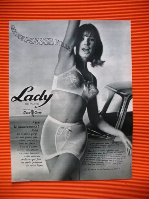 Publicite De Presse Lady Lingerie Soutien-Gorge Gaine Souplesse Folle Ad 1965