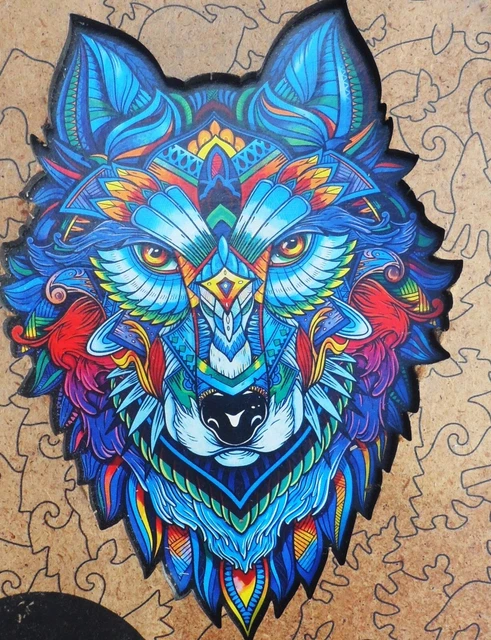Majestic WOLF Wooden Jigsaw PUZZLE  Unidragon    6.7” x 9.5 ”   101 Pieces