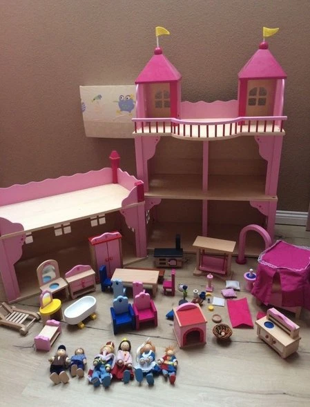 Goki 51774 Puppenmöbel Badezimmer – Holzmöbel Für Puppenhaus, Fördert Rollenspiel
