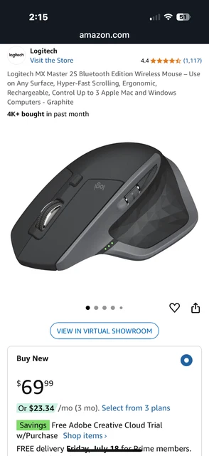 Logitech MX Master 2S | Draadloze Muis | Rechtshandig | RF Bluetooth 4000 Dpi Grafiet