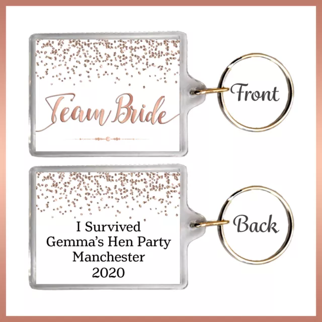 Personalised DIAMOND CONFETTI KEYRING Hen Night Team Bride Party Gift 35mmx45mm