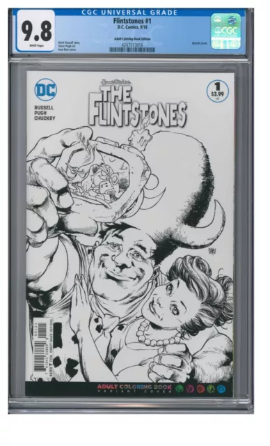 Flintstones #1 (2016) Adult Coloring Variant DC Comics CGC 9.8 White Pages ED359