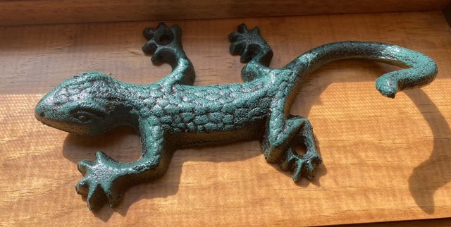 WALL HOOKS Coat Hanger Gecko Rustic Iron Towel Hook Key Holder 3 Pcs CHASBETE