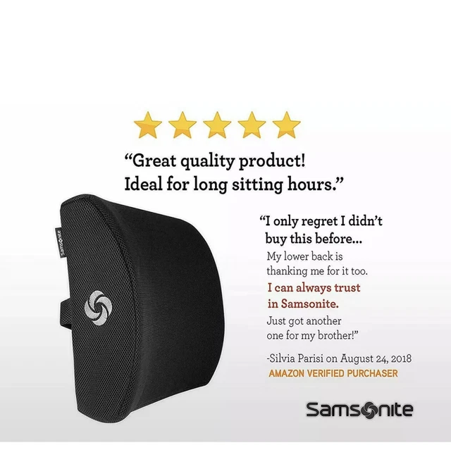 Samsonite Ergonomic High Grade Memory Foam Lumbar Support Cushion Ripped