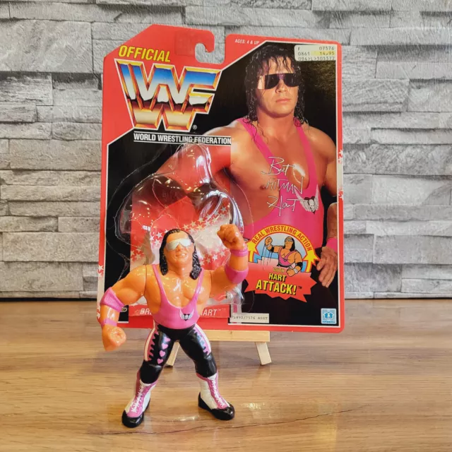 Bret Hitman Hart WWF Wrestling Action-Figur Hasbro + OVP, OB, Verpackung Rarität