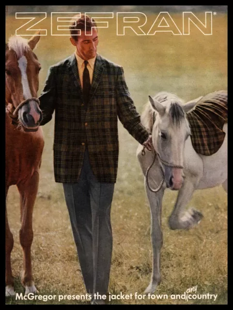 1960 Zefran By McGregor Sport Jacket For Town & Country Horses Vintage Print Ad