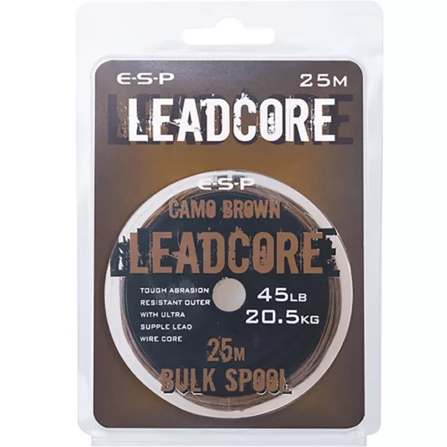 ESP Carp Fishing Leadcore Braid 45lb 25m Bulk Spool Ultra Supple Lead Core