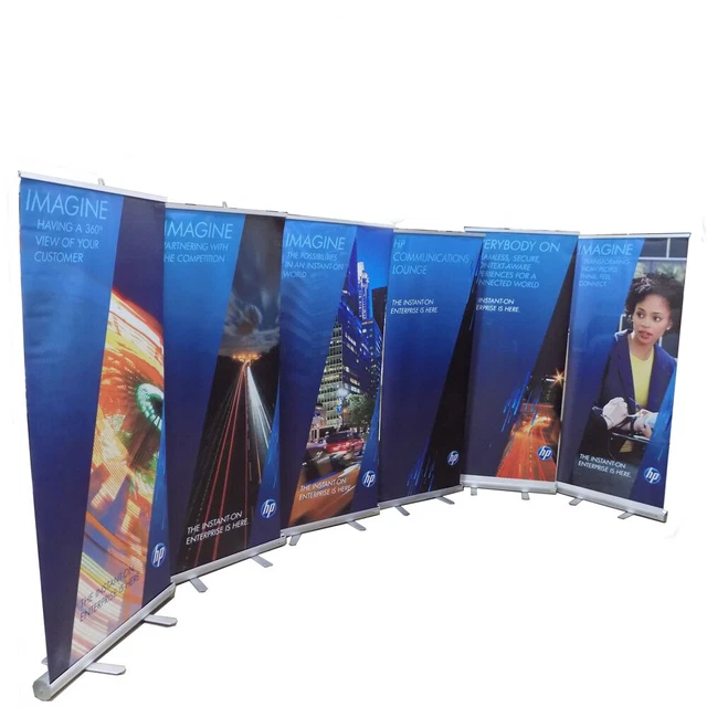 (Lot of 6) Expox DI-RP8 Retractable Banner Stand 33" x 78" w/ Color HP Graphic