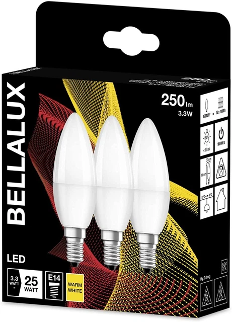 E14 LED Kerze Glühbirne Bellalux by OSRAM Kerzenlampe 3,3W = 25W Warmweiß [6er] 3